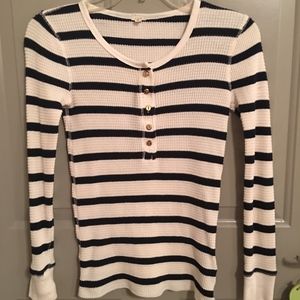J.Crew Thermal Waffle Knit Henley w/Gold Buttons